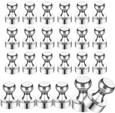 Starke Magnete, Neodym Extra Stark 24 Stück Mini Magnet für Kühlschrank,12X16mm Magnettafel, Stecktafel, Pinnwand Kleine für Whiteboard Büro Metall Silber