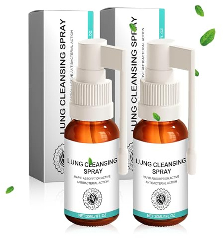Lungenreinigung Spray, Atemspray Set, Mundspray mit pflanzlichen Extrakten, Lung Cleansing für frischen Atem, Herbal Spray zur Atempflege, einfache Anwendung im Alltag und unterwegs (2 x 30 ml)