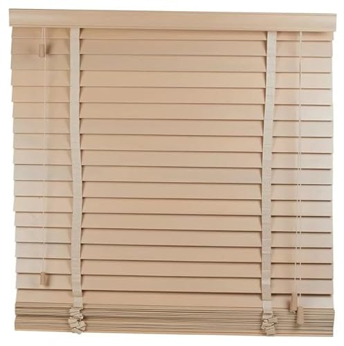 URBNLIVING Real Wood Venetian Blinds, Horizontal Wooden Slats with Privacy Valance & Cord Tilt Control, Pull Cord, Premium Timber Window Shades for Home or Office, Custom Sizes & Colours Available