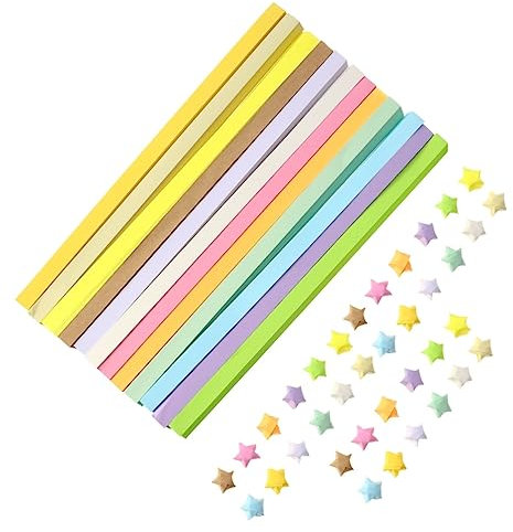 HOMSFOU 12Stücke Origami Papierstreifen für Faltarbeiten Sterne Bastelmaterialien für Projekte und DIY Dekorationen für Erwachsene