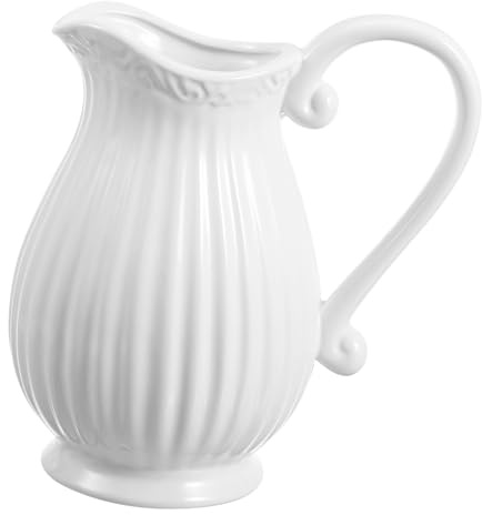 Cabilock Brocca in Ceramica Bianca Stile Nordico per Vaso da Fiori Decorativo, Adatta per Ufficio e Decorazione Casa, Design Minimalista e Forma a Brocca