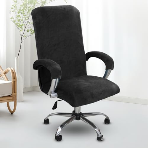 Funda para silla de oficina de terciopelo con reposabrazos, funda elástica para silla giratoria y funda gaming, funda extraíble y lavable para silla de oficina, sillón, silla de ordenador, Office