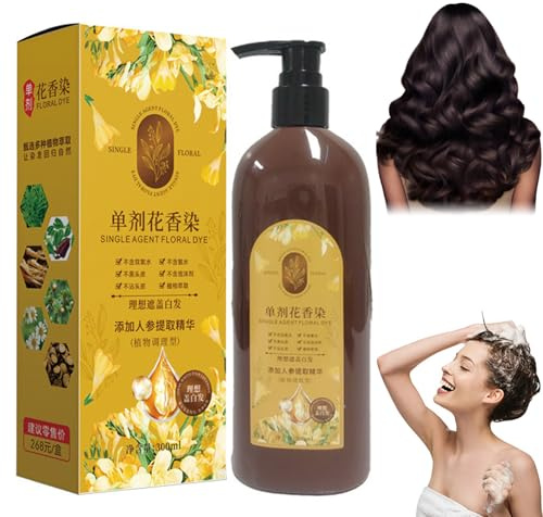Nourishing Plant-Based Hair Color, Long-Lasting Floral Dye for Gray Coverage, Softens and Adds Shine, Botanical Gentle Hair Coloring Cream for Men & Women All Hair Types (Dark Brown)