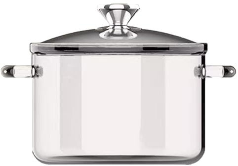 Ollas de vidrio para cocinar en la estufa, ola de cocción a fuego lento de vidrio transparente 3.5L estufa de utensilios de cocina grandes de la cacerola de borosilicato segura con manijas anti-escal