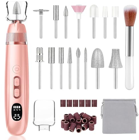 Ponceuse pour Ongles Professionnel, 15 en 1 Lime a Ongle Electrique avec LCD écran pour Ongle en Gel et Acrylique, 10 Vitesses Réglables Kit de Manucure Pédicure Électrique Ongles pour Salon et Maison