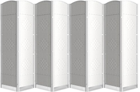 Cocosica Folding Room Divider, Weave Fiber Privacy Screen, Extra Wide Room Screen Divider Separator, Decorative Separation Wall Divider, Freestanding Room (8-Panel)