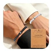 SIXDUTON pärlarmband för par par, pararmband 8 mm natursten pärlor, partnerarmband par presenter till kvinna flickvän make