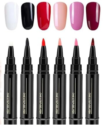 6 Stücke Gel Nagellack Stifte, 5 Ml Nagellack Stift, Schnelltrocknende Gel Nagellacke Ohne UV Lampe, Maniküre Stift Für Glänzende, Schnelltrocknende Nagellacke Kunst Stifte (A)