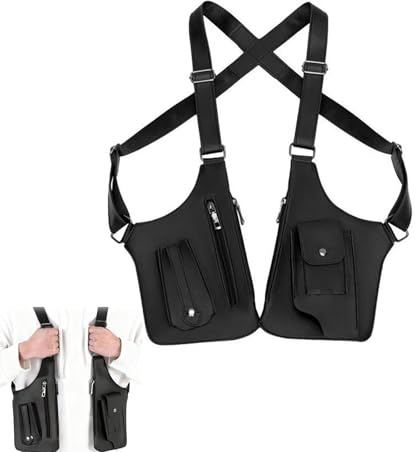 Portafoglio con Tracolla Ascellare, Borsa a Tracolla da Uomo Sotto le Ascelle, Borsa a Doppia Tracollas, Borsas a Tracolla Ascellare per Uomo, Adatto per il Lavoro, l'uso Quotidiano e lo Sport