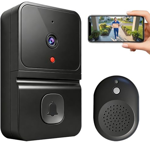 FIRE BULL Video Türklingel mit Kamera,2.4GHz WLAN-Videotürklingel-Sicherheitskamera,Smarte Video Türklingel mit Zwei-Wege Kommunikation,Cloud-Speicher,Sofortbenachrichtigungen und Nachtsichtfunktion