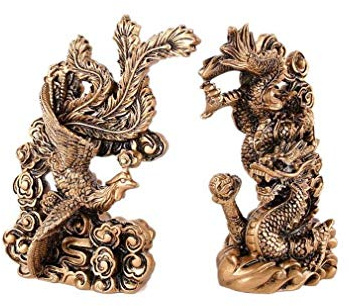 lachineuse - Figura Decorativa de Pareja de dragón y fénix – Estatuillas Feng Shui – Símbolo de Felicidad Familiar y matrimonial – para Oficina, hogar, decoración China asiática – 13 x 9 x 4,5 cm –