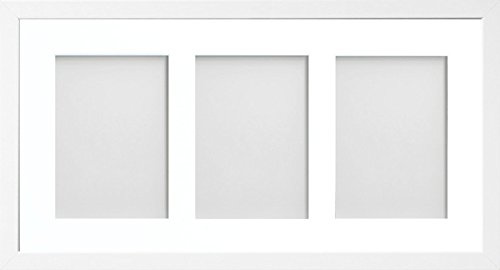 Allington Range 20x10-inch White Picture Photo Frame with White 3-Aperture Mount for Image Size 7x5-inch (Portrait)