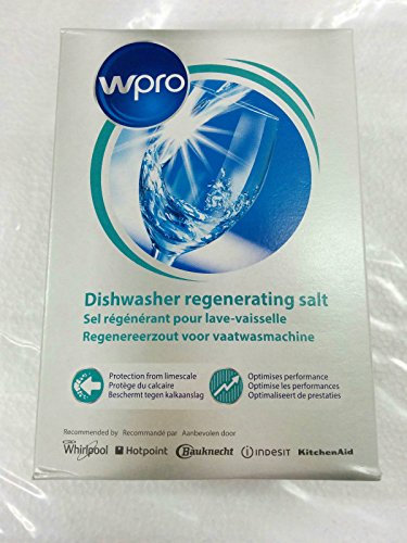 Whirlpool Sel régénérant Détartrant détartrant WPRO pour lave-vaisselle, 1 kg, Poudre, Sans parfum, Detergent pour lave-vaisselle, Nettoyer les taches causées par l'eau dure, Protéger la machine