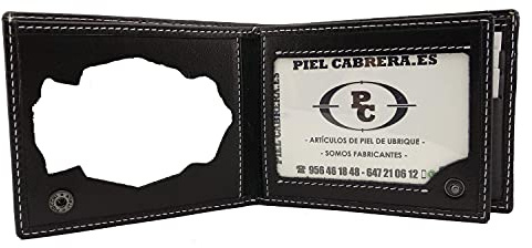 Piel Cabrera Cartera Porta Placa Policía Nacional Honores Negro