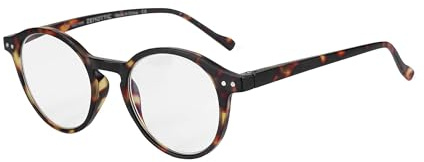ZENOTTIC Occhiali da Lettura Presbiopia Anti Luce Blu con Lenti Antiriflesso Uomo e Donna Leggero Telaio Rotondo Vintage Tartaruga 3.0x