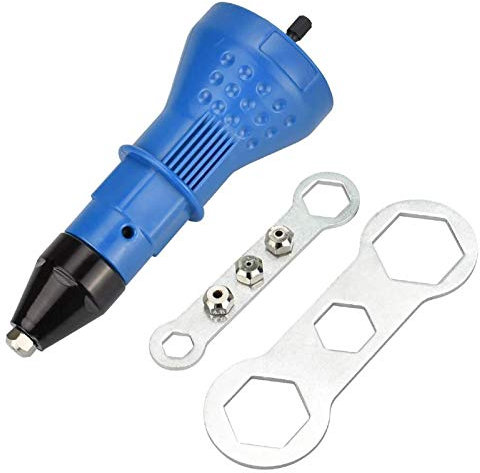 Elektrische Nietpistole Nietenaufsatz Blindnietvorsatz Nietbohrer Adapter Blindnietaufsatz Nietvorsatz Mit 2 Schraubenschlüssel, 4 Düse Für Elektrische Bohrmaschine Nietpistole Adapter