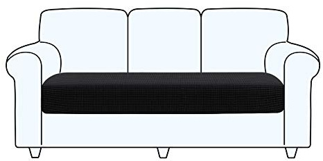 TAOCOCO Rutschfester Sofa Sitzkissenbezug, Elastische Sofakissenbezüge, Dehnbar, Waschbar, Für Sofa Sitz und Rückenkissen (3 Sitzer, Schwarz)