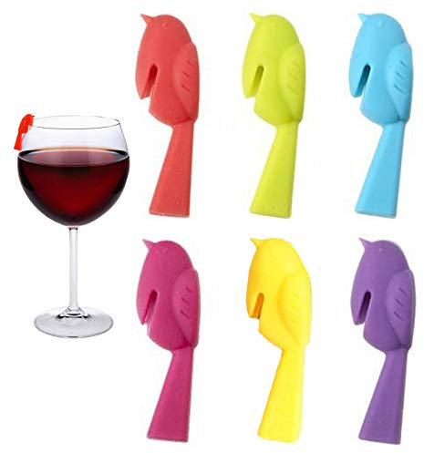 6 Stücke Trinken Marker Party Wein Glas Marker Markierung für Gläser Glas Markierung Geeignet für Hochzeiten Dinnerbars und Jede Art von Party Sie Können Partnergläser Markieren(Sechs Farben)