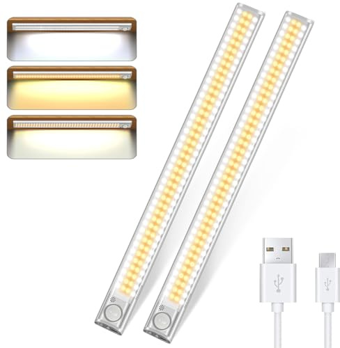 DFGOTOP 160LED Lampe Détecteur de Mouvement Intérieur Rechargeable USB, Lumière d'Armoire Capteur de Mouvement, Éclairage Intérieur Led avec Détecteur Lampe Placard Escalier Couloir Cuisines