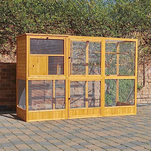 Feel Good UK Large Wooden Bird Aviary Bird Cage Bird Flight Cockatoo Parrot Lovebird Finch Bird