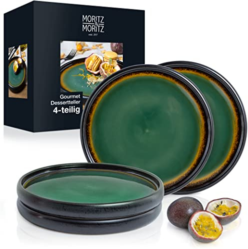 Moritz & Moritz Steingut Teller Set Klein - 4 Stück 21 cm - Steingut Teller Set als Dessertteller, Kuchenteller, Frühstücksteller - Geschirr Set zum Servieren - Serie Solid