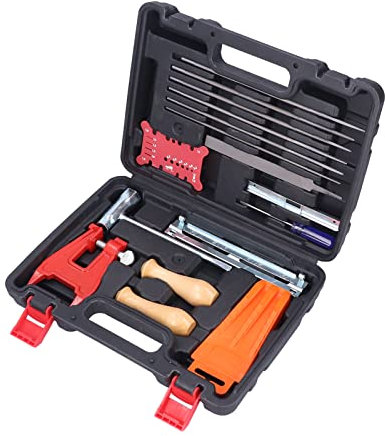 Kit per affilare la catena della motosega, affilacatena per motosega resistente da 16 pezzi per la manutenzione