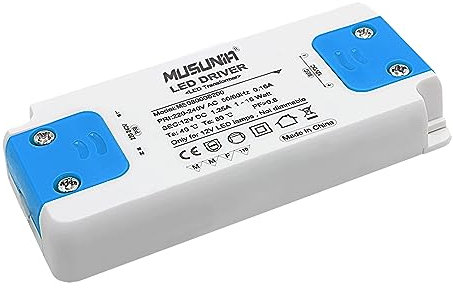 MUSUNIA LED Trafo 1-15W, 230V auf 12V Transformator, Kein Flimmern, Kein Rauschen, Niedervolttrafo für G4, MR16, GU5.3, 1er Pack