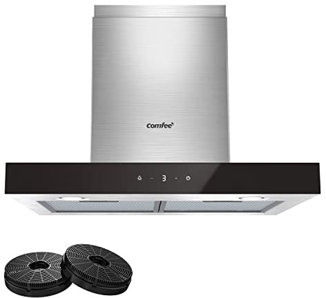 COMFEE' Cappa Aspirante 60 cm Classe A+++ TSHM77SS-60 650m³/h Acciaio Inossidabile Cappa Cucina con LED, Sistema di Ricircolo e Canalizzazione e Ciltri a Carbone