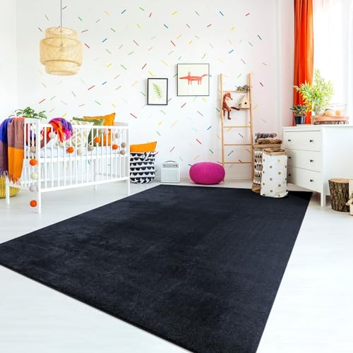 TT Home Teppich Kinderzimmer Waschbar rutschfest Kinderteppich Junge Mädchen Weich Pastell, Farbe: Blau Navy, Größe:140x200 cm