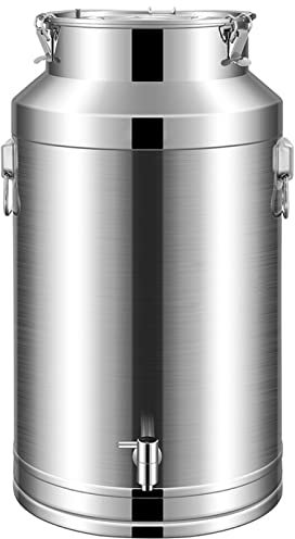 Edelstahl 304 Milchkanne 3-10L Milchtransportfass Wasserkrug Eis Eimer Weineimer Tragekrug Mit Wasserhahn Und Versiegelter Deckel Für Die Flüssigkeitslagerung (Silber),10L