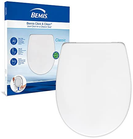BEMIS Click&Clean® Classic Soft Close Toilet Seat with Quick Release Technology - Top Fix, White, Steel Hinges, Universal, Oval Shape