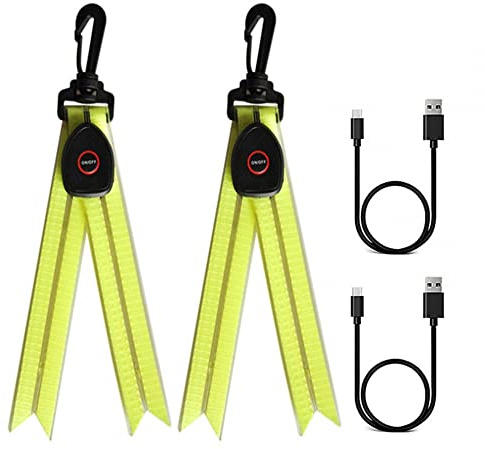 DONGKER LED Blinklicht Rucksack,4Pcs USB Aufladbar Reflektierend Anhänger, Wasserdicht Sicherheitslicht für Rucksack, Nachtlauf, Bergsteigen, Radfahrer
