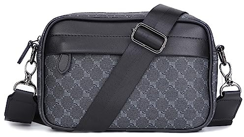 GSenhui Klein Umhängetasche Herren Leder Moderne Taschen mit Breitem Schultergurt Crossbody Tasche mit Reißverschluss Messenger Bag Herren für Geschäft, Alltag