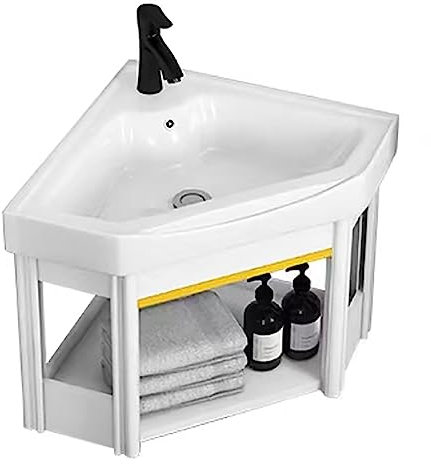 PIRFE Eckwaschbecken Klein Wandwaschbecken Keramik Eck Waschbecken Handwaschbecken Badezimmermöbel Waschtisch-Set Waschtischplatte, Pflegeleichtes Becken Gäste Bad WC (Size : 48 * 48cm)