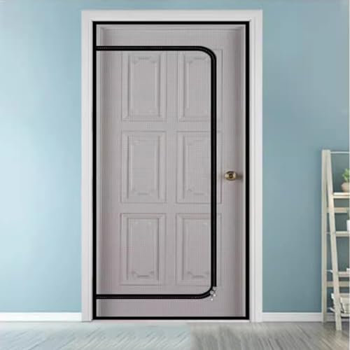 Miaogoo Balkontür mit Reißverschluss, Anti-Mückengitter Tür Mesh Langlebiges Slft Klebetür Fliegengitter, Luftbelüftung, Schiebetür Französische Tür Mesh (80 x 210 cm, Schwarz-D)