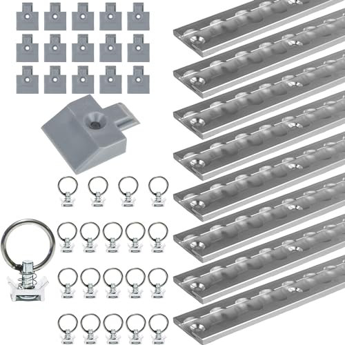 Safetytex 8 x 1m Airlineschiene eckige Form mit 20x Single Fitting und 16x Endkappen Starterset Zurrschiene