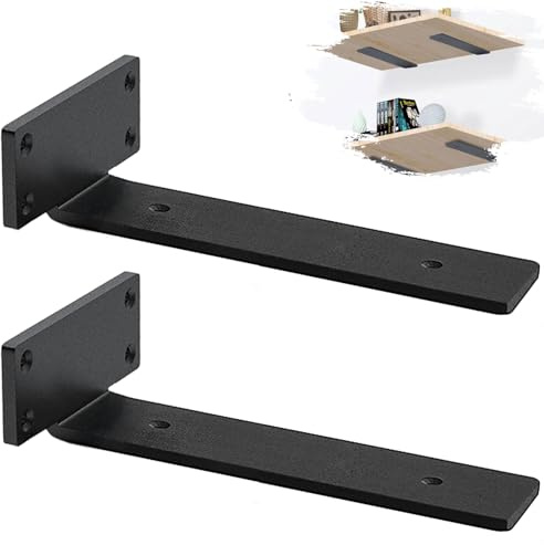 MLOQI 2 Pack Scaffold Board Shelf Brackets Heavy Duty, Floating Shelf Bracket, 5mm Thick Wall Brackets for Shelves (12 inches)
