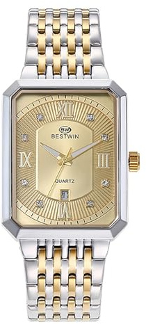 JewelryWe Herrenuhr Edelstahl Uhren Herren - Analog Quarz Armbanduhr mit Edelstahl Armband Mechanisches Imitatdesign 30 wasserdichte Rechteckige Uhr für Männer Junge