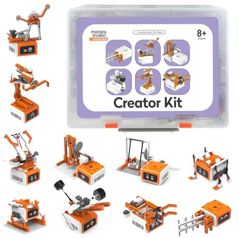 Matatastudio Kit Creator per VinciBot Robot Programmabile per Bambini con 434 Blocchi di Costruzione, Oltre 20 Stili di Costruzione e Motore Elettrico, Giocattolo Educativo STEM, Kit Scientifico Fai