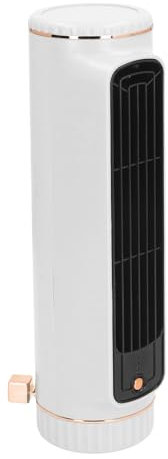 Asixxsix Turm-Ventilator, 10inch leistungsstarker Desktop-Ventilator ohne Flügel, 3 Geschwindigkeiten Standventilatoren, USB 1200mAh wiederaufladbarer Akku Oszillierender Ventilator (WHITE)