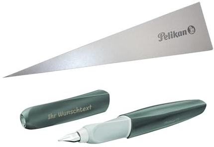 Pelikan Füllhalter Twist Eco P457 Recycling-Kunststoff inkl. Laser-Gravur (Grau)