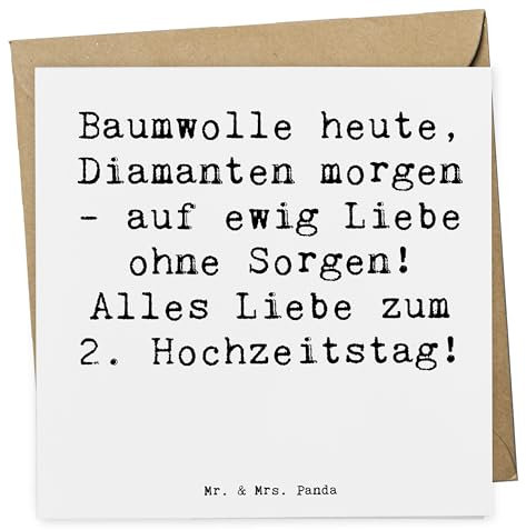Mr. & Mrs. Panda Einladungskarte Spruch 2. Hochzeitstag Baumwollhochzeit - Geschenk, Liebe feiern, doppelkarte, Heirat, Glückwünsche, Zusammenhalt, Klappkarte, Geschenke, Hochzeit, Grußkarte, Heiraten