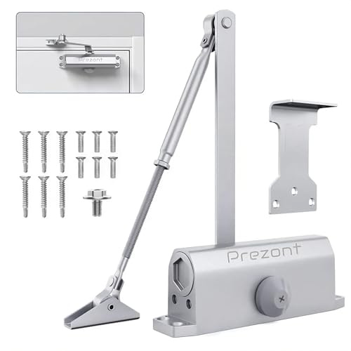 PREZONT Hydraulic Automatic Door Closer – Heavy Duty Adjustable Closer (Up to 150 lbs) for Home & Commercial Use – Aluminum Alloy Auto Shut System for Interior & Exterior Doors