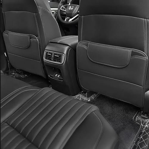 WENYINGLIHAI 2 Stück Rückenlehnenschutz Auto für Renault Modus/Pulse/Sandero/Twingo/Vel Satis/Zoe, PU Leder Auto Rücksitzschoner Anti-Kick Matte Organizer Sitzschutz ZubehöR,A/Black