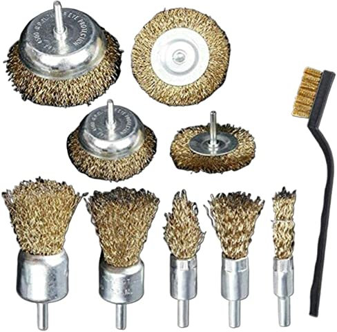 10 Uds cepillo de alambre de latón cepillo de disco cepillos de copa cepillo redondo for taladro for procesar superficies curvas rectas piezas de herramientas manuales