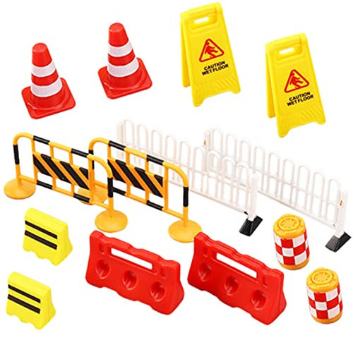 Gogogmee 14stücke Teiliges Mit Verkehrsschildern Für Junge Mädchen Kleine Verkehrskegel Und Zäune Spielzeug Zur Miniaturstraße Barrikaden Für Verkehr Pädagogisches Spielzeug Für Kleinkinder