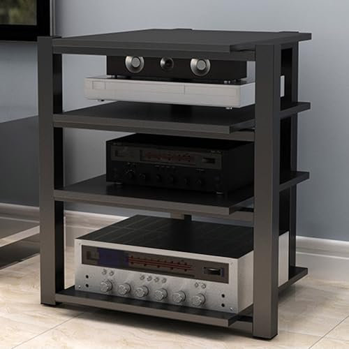 Modernes HiFi-Audio-Rack aus Stahl, Medienständer, 2/3/4-lagiger Stereo-Komponenten-Verstärkerständer, stoßfester Heimlautsprecher, Theater-Geräteschrank für DVD-Plattenspieler/TV-Box/WLAN-Router