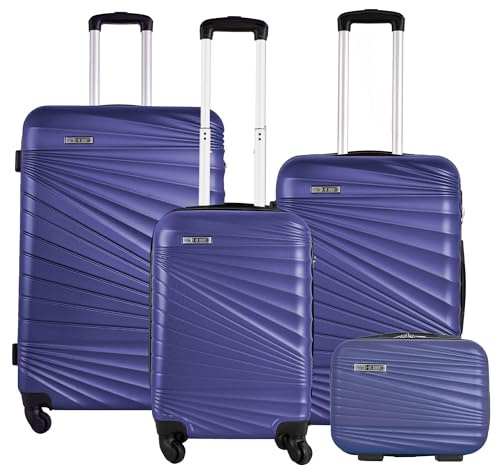 Juego de Maletas rígidas 4 pzs. Maleta Cabina 56 cm, Maleta Mediana 66 cm, Maleta Grande 76 cm y Neceser 23 cm Azul Future Dusk