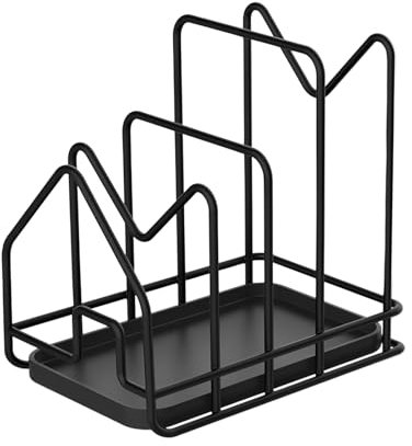 Naapesi Schneidebrett Rack, Deckelhalter Küche, Schneidebrett Ständer Schwarz, Pfannendeckelhalter, Backblech Ständer, Zur Aufbewahrung von Topfdeckeln, Tellern, Büchern (Schwarz)