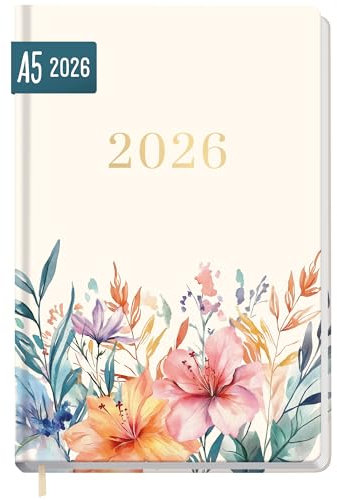 Häfft® Großdruck-Kalender 2026 mit extra großer Schrift & Zahlen - Hardcover Wochenplaner Hibiskus - nachhaltig & klimafreundlich